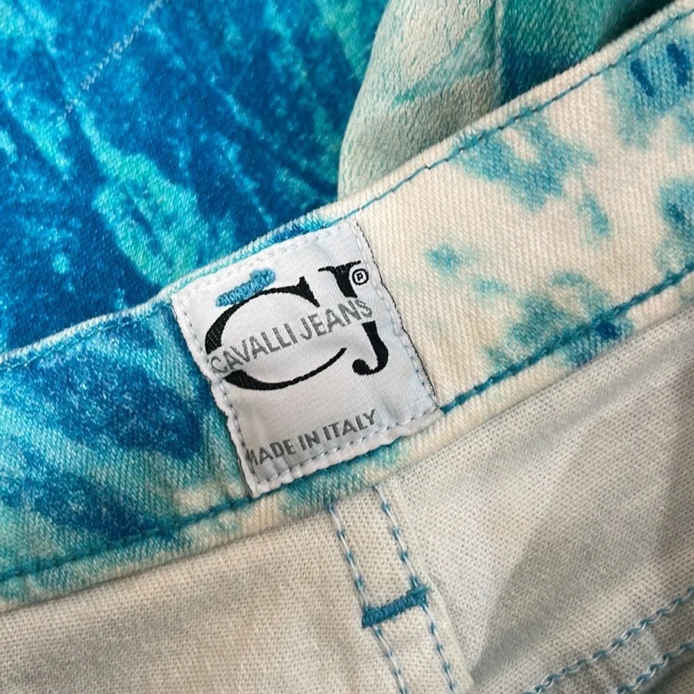 Roberto Cavalli 2000’s Y2K Euro Trash Tie Dye Floral Trippy Stretch Vintage Je… - Picture 7 of 9